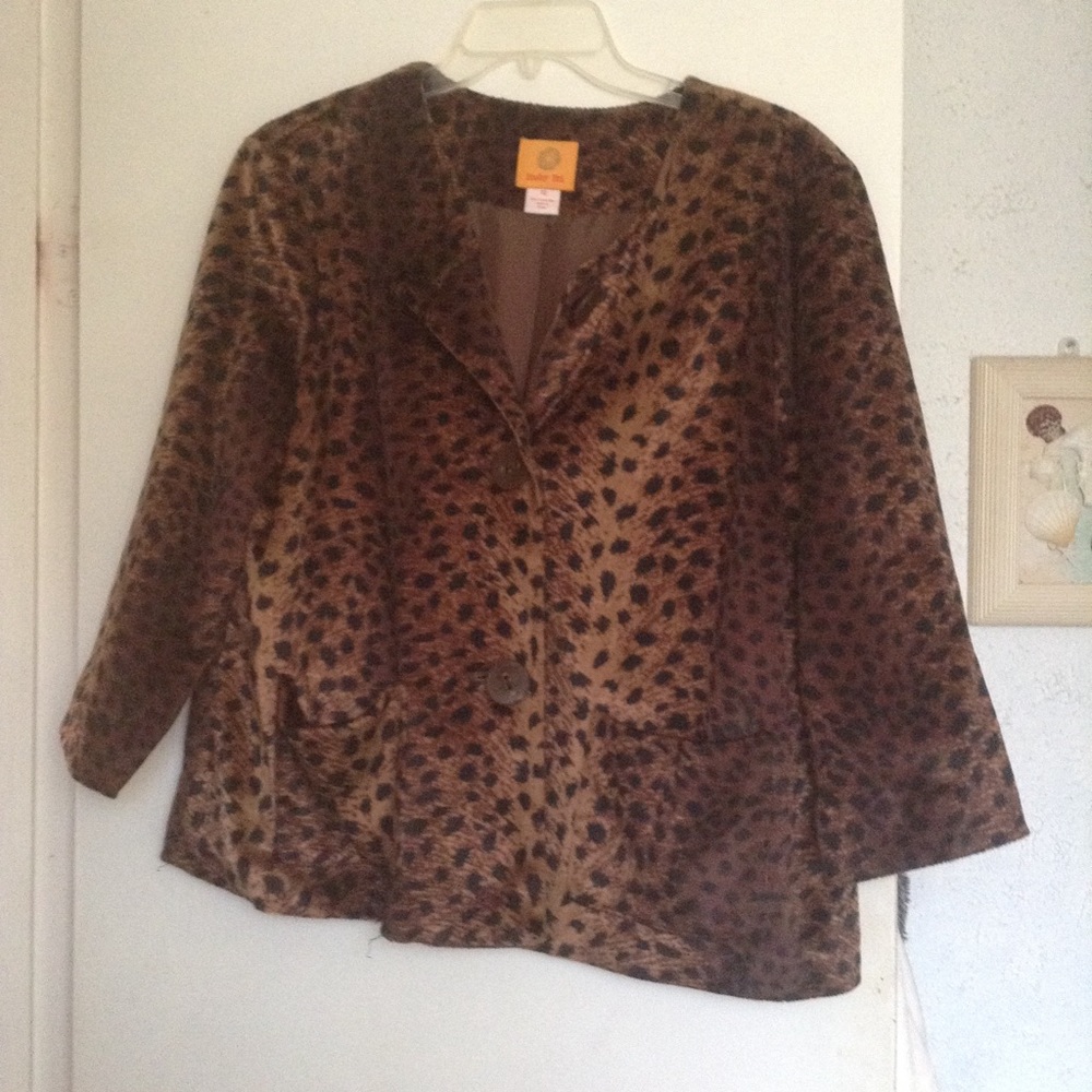 Ruby Rd Leapard Print Blazer Size 12 - image 1